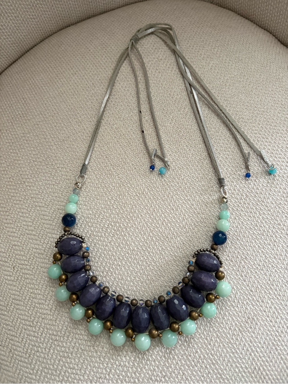 Anthropologie Lavender and Mint Beaded Bib Necklace